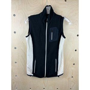 Icebreaker Merino GT Black & White Full Zip Pockets Outdoor Vest Jacket Size S